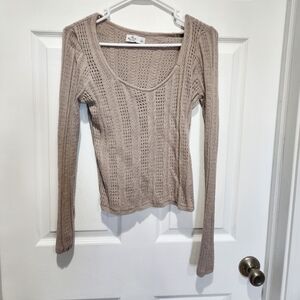 Hollister Tan Knit Long Sleeve Sweater